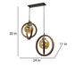 ELIANTE Brown Wood Base Gold White Shade Hanging Light - Dp-222-2Lp - Bulb Included