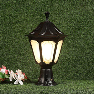 ELIANTE Black Aluminium Base Frost Glass Shade Gate Light - Duck-Gl-Med-Bk - Bulb Included