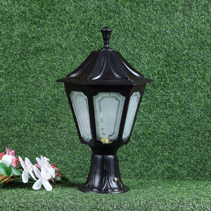 ELIANTE Black Aluminium Base Frost Glass Shade Gate Light - Duck-Gl-Med-Bk - Bulb Included