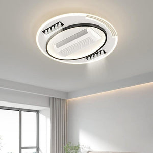 JS-FO - FI-7550-500mm High Speed Bladeless Ceiling Fan with Light White + Black Finish Acrylic Blades
