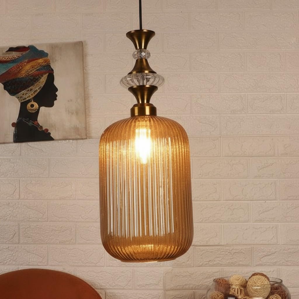 Black and Gold Iron Hanging Light - E27 holder - with LED Lamp Included - JS-1323-1LP