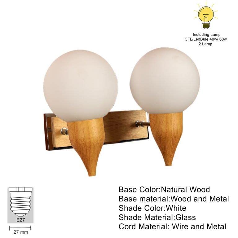 ELIANTE Marrón-Blanca Metal Wood Wall Light Silver for Living Room, Bedroom, Dining Room, Kitchen | 3 Years Warranty | 2 LED Lamps Included