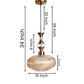 ELIANTE Povque Vintage Hanging Light | Gold Finish Iron & Golden Glass Shade | E27 Holder | Decorative Pendant for Living Room & Dining | with LED Lamp(s) Included | 3 Years Warranty