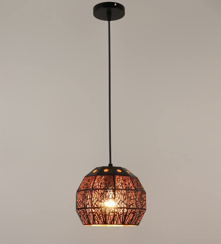 ELIANTE Industrial Hanging Light | Black and Gold Metal | Decorative Pendant for Living Room, Bedroom, Dining Room, Kitchen | with LED Lamp(s) Included | 3 Years Warranty