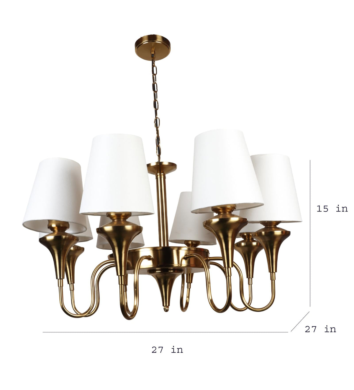 Eliante by Jainsons Lights | Gold Iron Chandelier | KUPPI-8LP-WH