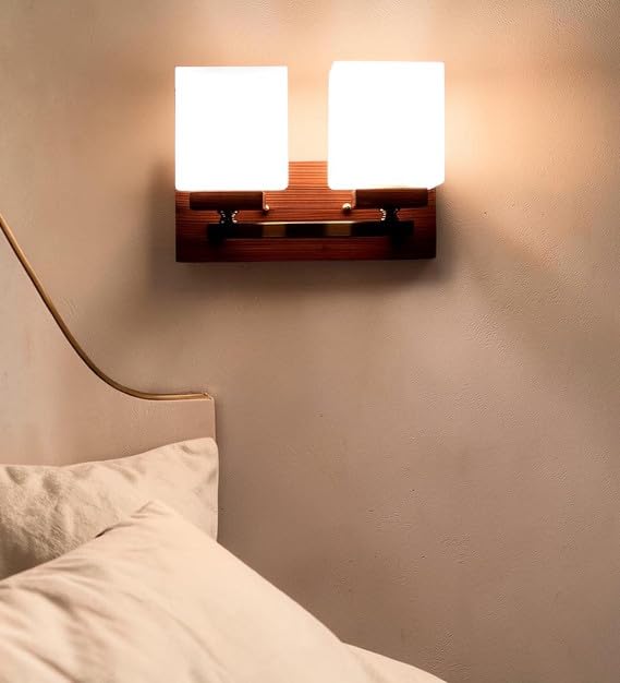 ELIANTE by Jainsons Lights | Key Gold and Brown Wood and Iron Wall Light - S | Gold Iron Wall Light | for Living Room, Bedroom, Hallway | E27 Holder | 3 Year Warranty
