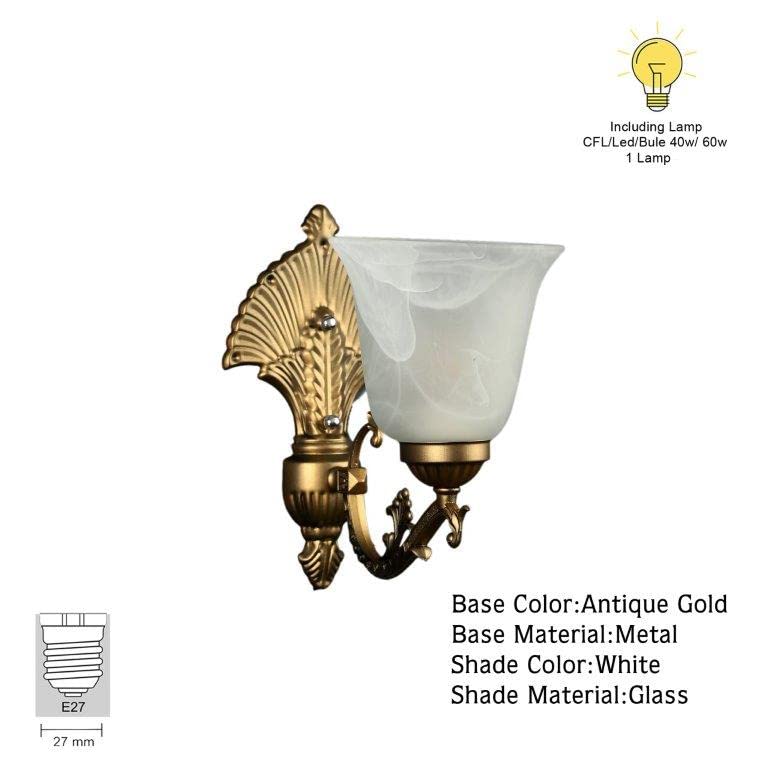 ELIANTE Volt Metal Wall Lights Antique Gold for Living Room, Bedroom, Dining Room, Kitchen | 3 Years Warranty | LED Lamp Included