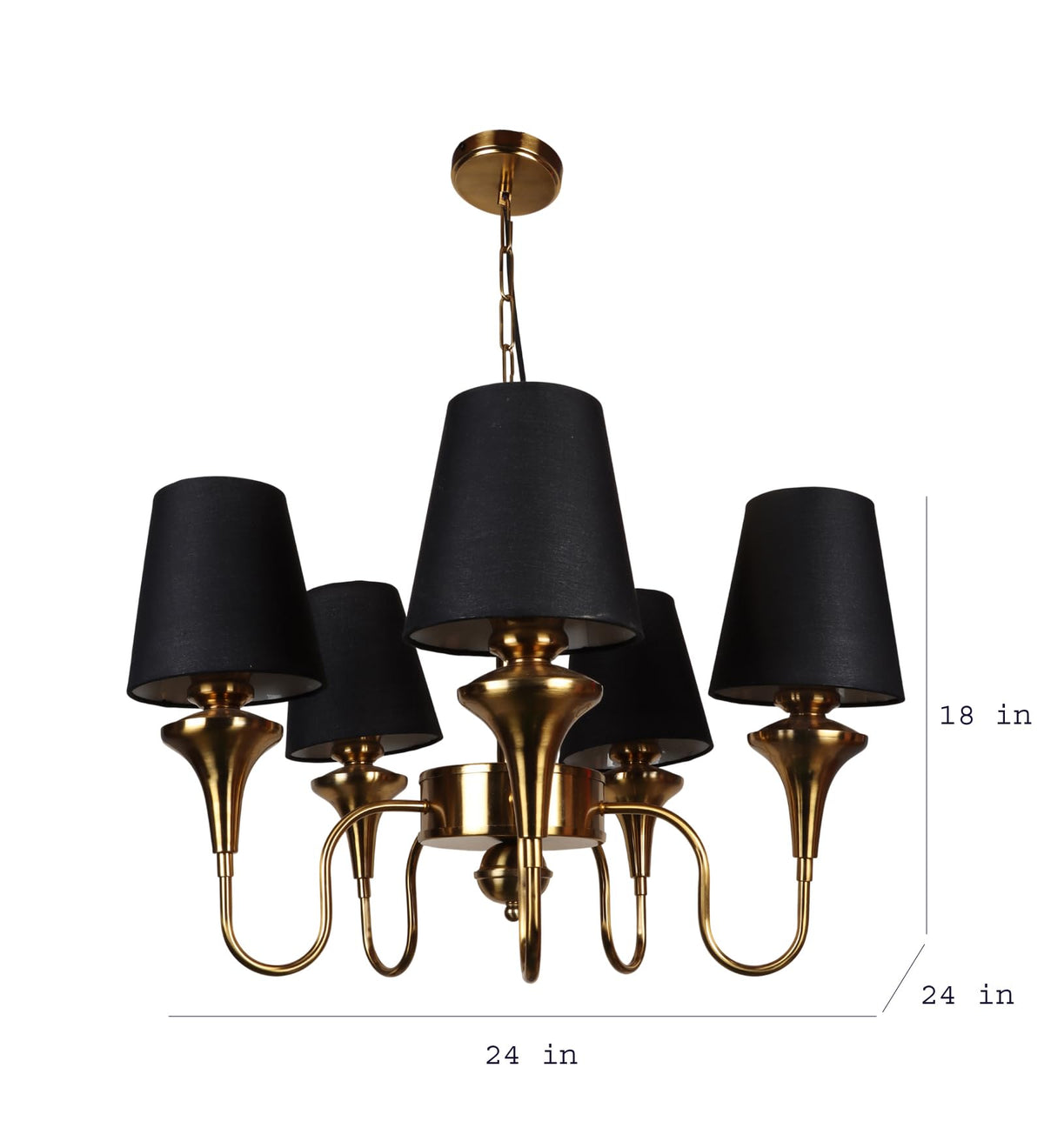 Eliante by Jainsons Lights | Gold Iron Chandelier | KUPPI-5LP-BK