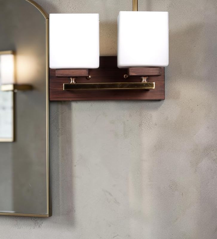 ELIANTE by Jainsons Lights | Key Gold and Brown Wood and Iron Wall Light - S | Gold Iron Wall Light | for Living Room, Bedroom, Hallway | E27 Holder | 3 Year Warranty