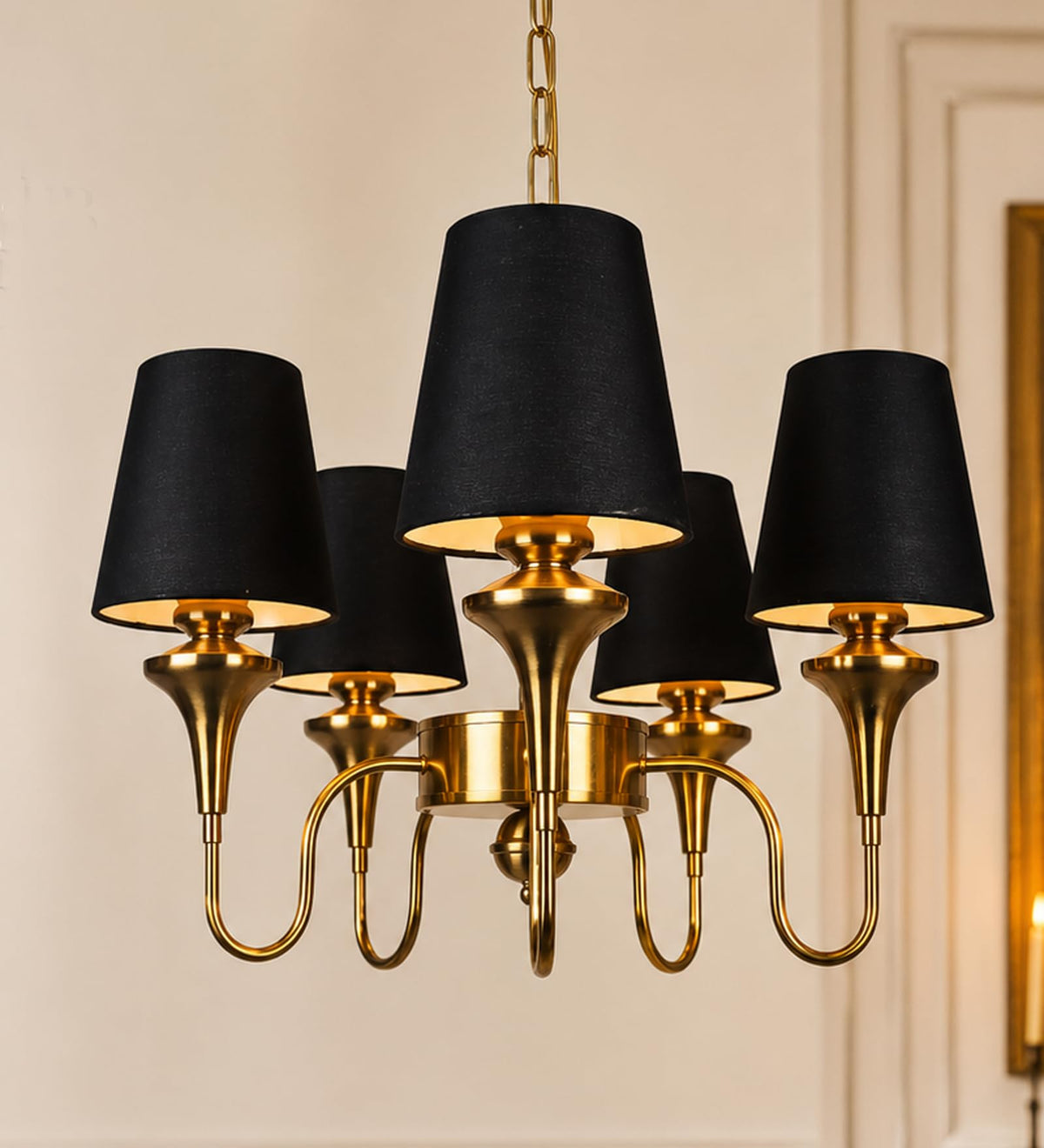 Eliante by Jainsons Lights | Gold Iron Chandelier | KUPPI-5LP-BK
