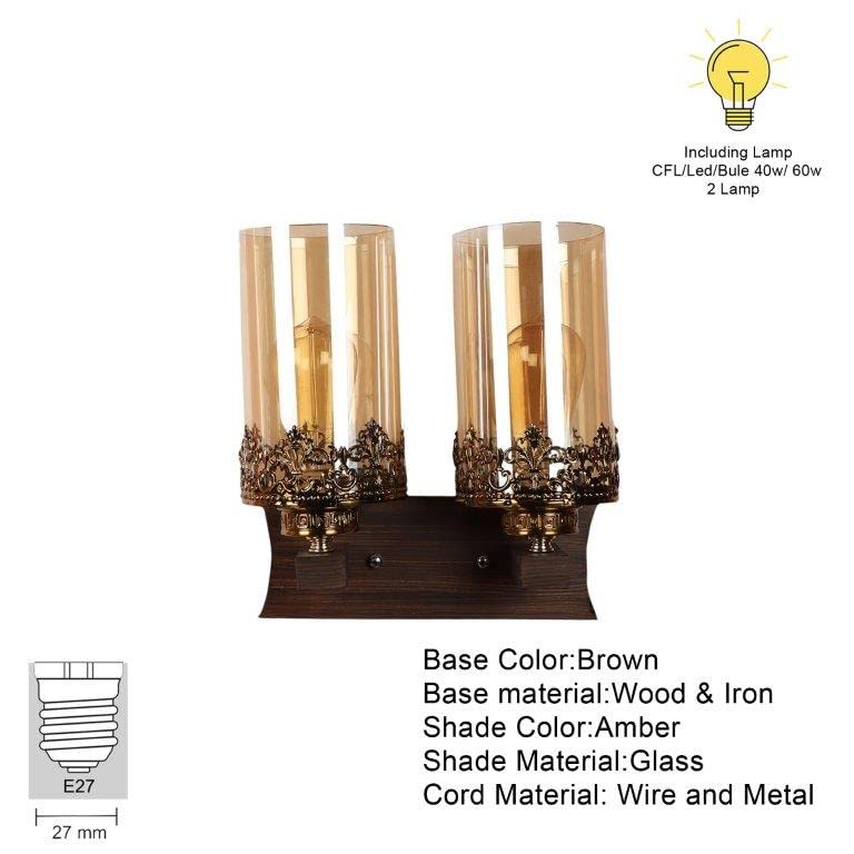 ELIANTE Marrón Brwon Wood Wall Light - S-225-2W | 3 Years Warranty | 2 LED Lamps Included