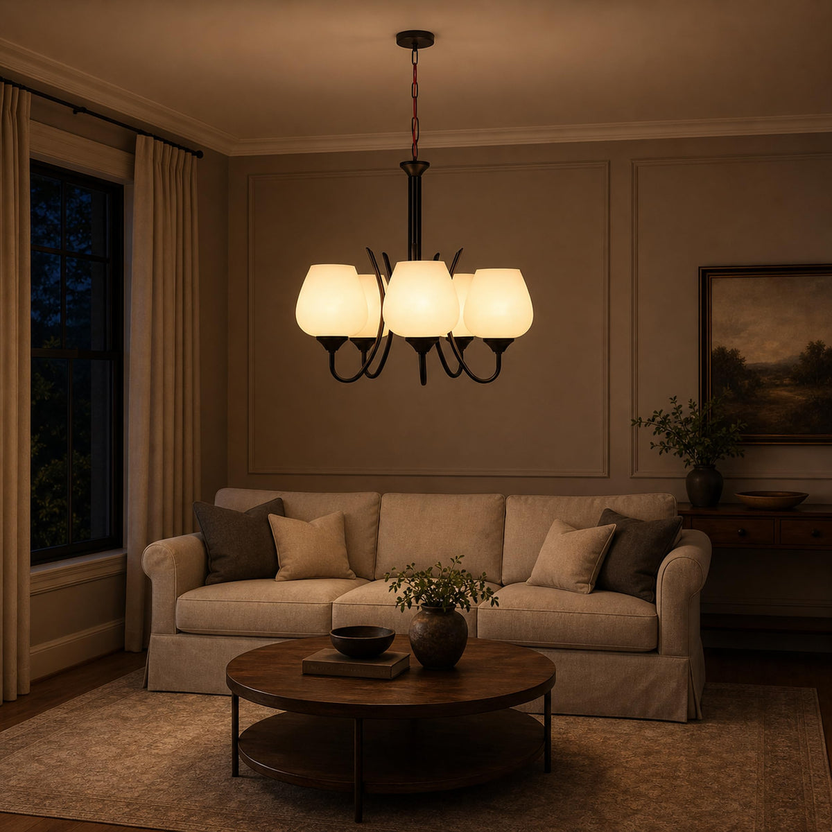 ELIANTE Stupendous Wood Chandeliers Black for Living Room, Bedroom, Dining Room, Kitchen | 3 Years Warranty | 5 LED Lamps Included | Clearance - Last Pieces