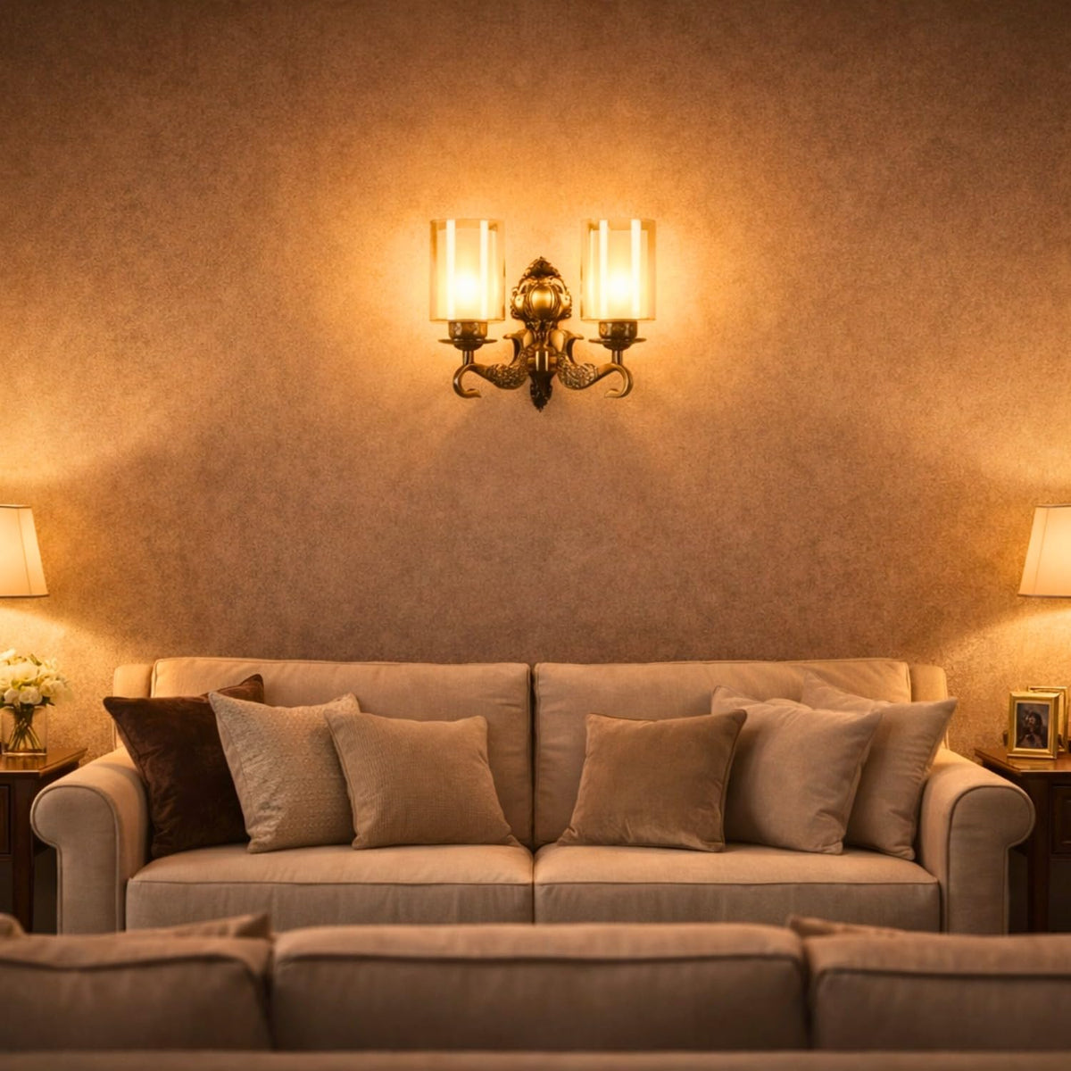 Paxton Aluminium Wall Mounted Uplight Sconce (Antique Brass) | JS-1213-2W | Included Bulb | Eliante by Jainsons Lights