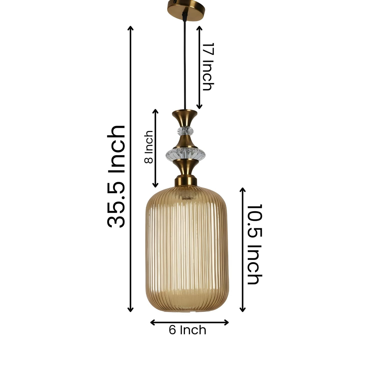 Black and Gold Iron Hanging Light - E27 holder - with LED Lamp Included - JS-1323-1LP