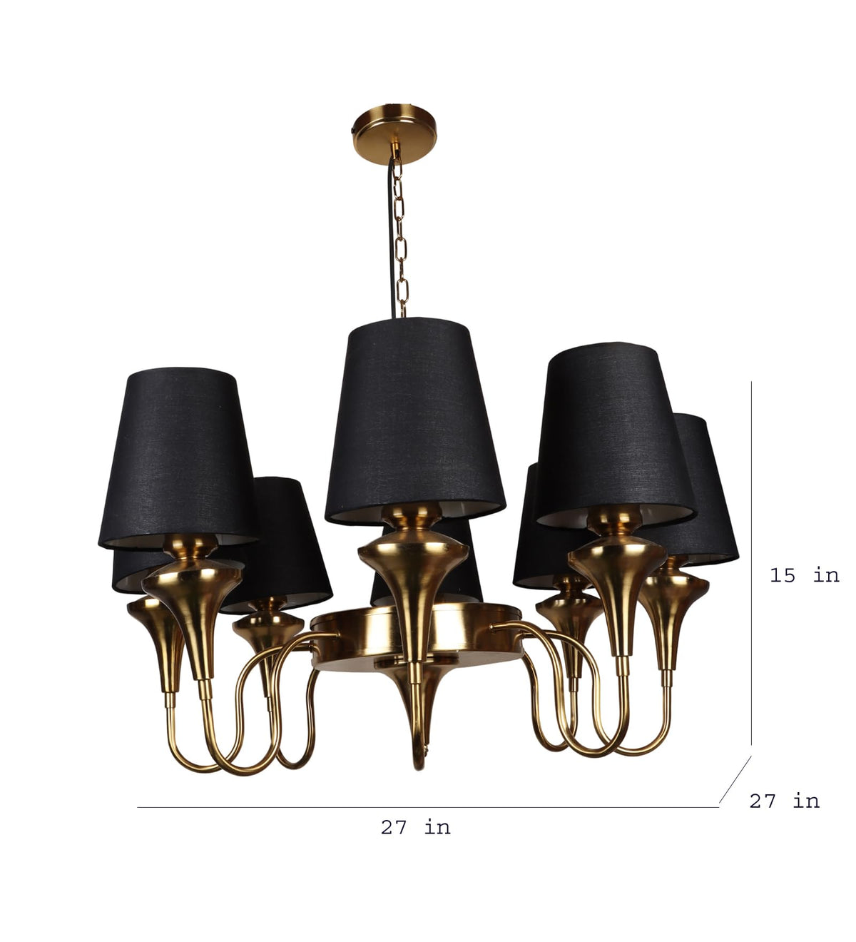 Eliante by Jainsons Lights | Gold Iron Chandelier | KUPPI-8LP-BK