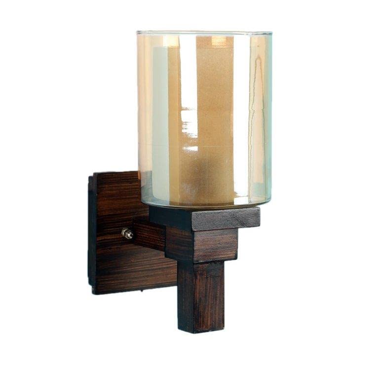 ELIANTE Insolent Brown Wood Wall Lights - Aj-03-1W-Gold-Wh | 3 Years Warranty | Free - LED LAMP