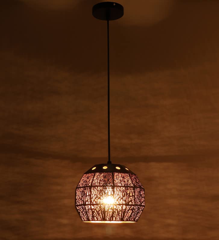 ELIANTE Industrial Hanging Light | Black and Gold Metal | Decorative Pendant for Living Room, Bedroom, Dining Room, Kitchen | with LED Lamp(s) Included | 3 Years Warranty