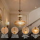 ELIANTE Povque Vintage Hanging Light | Gold Finish Iron & Golden Glass Shade | E27 Holder | Decorative Pendant for Living Room & Dining | with LED Lamp(s) Included | 3 Years Warranty