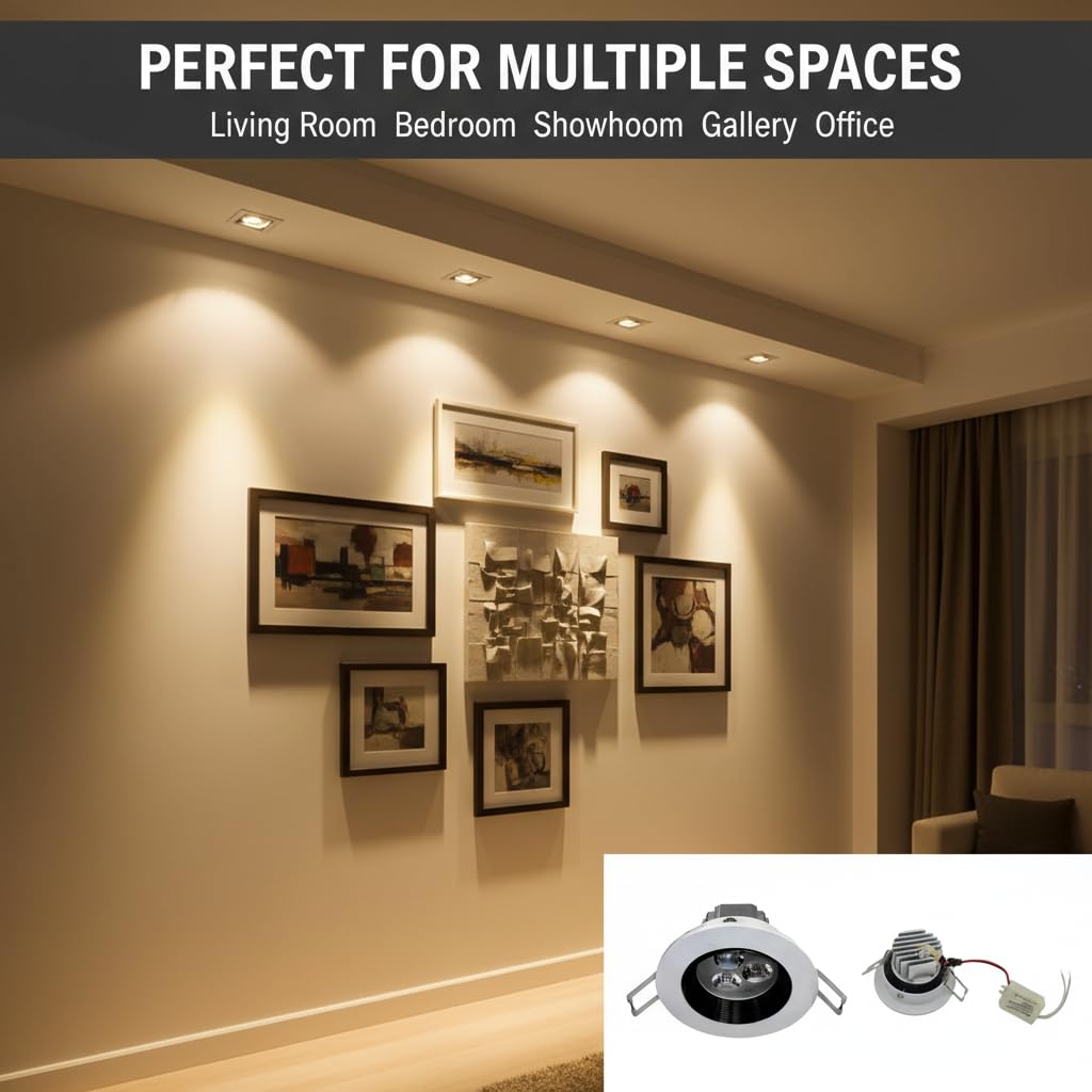 AUTONIX 3W Focus Concealed LED Spotlight, Deep Recessed Tiltable, 40° Beam, White 6000K, Round Lens Reflector, Cutout 70mm | 1 Year Warranty