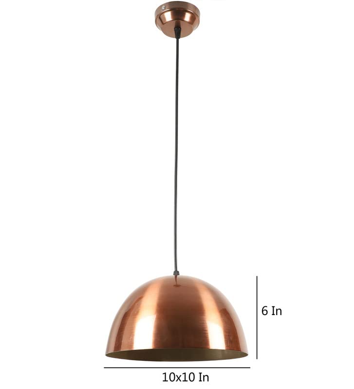 ELIANTE Copper Metal Hanging Light 10-INCH-Ganja-HL-COP+GD | 3 Years Warranty | LED Lamp Included