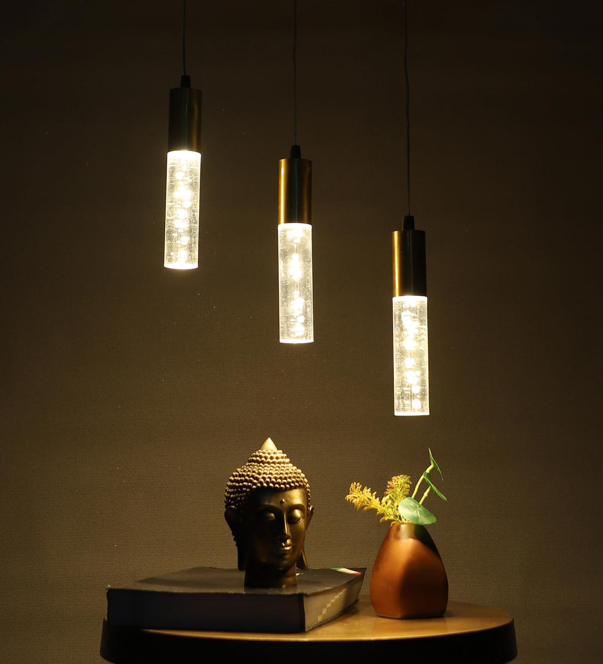Zenlux Gold Iron Hanging Light | Inbuilt LED | without Bulb | RJ-2022-3LP | Included Bulb | Eliante by Jainsons Lights