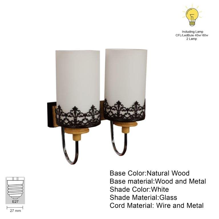 ELIANTE Marrón Blanca Brwon+Chrome Metal+Wood Wall Light - S-237-2W | 3 Years Warranty | 2 LED Lamps Included