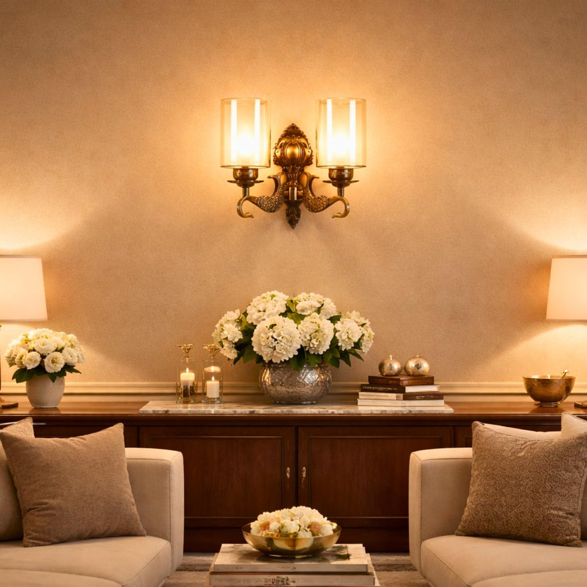 Paxton Aluminium Wall Mounted Uplight Sconce (Antique Brass) | JS-1213-2W | Included Bulb | Eliante by Jainsons Lights