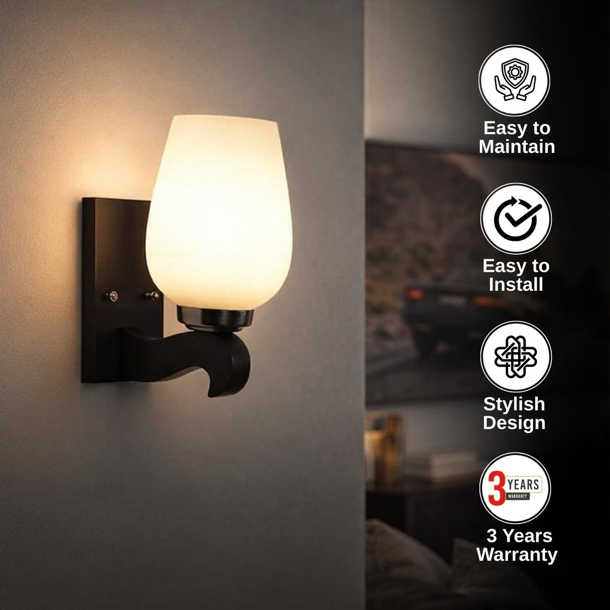 wooden Wood Wall Light - CHIDIYA-WALL-WD - Included Bulb
