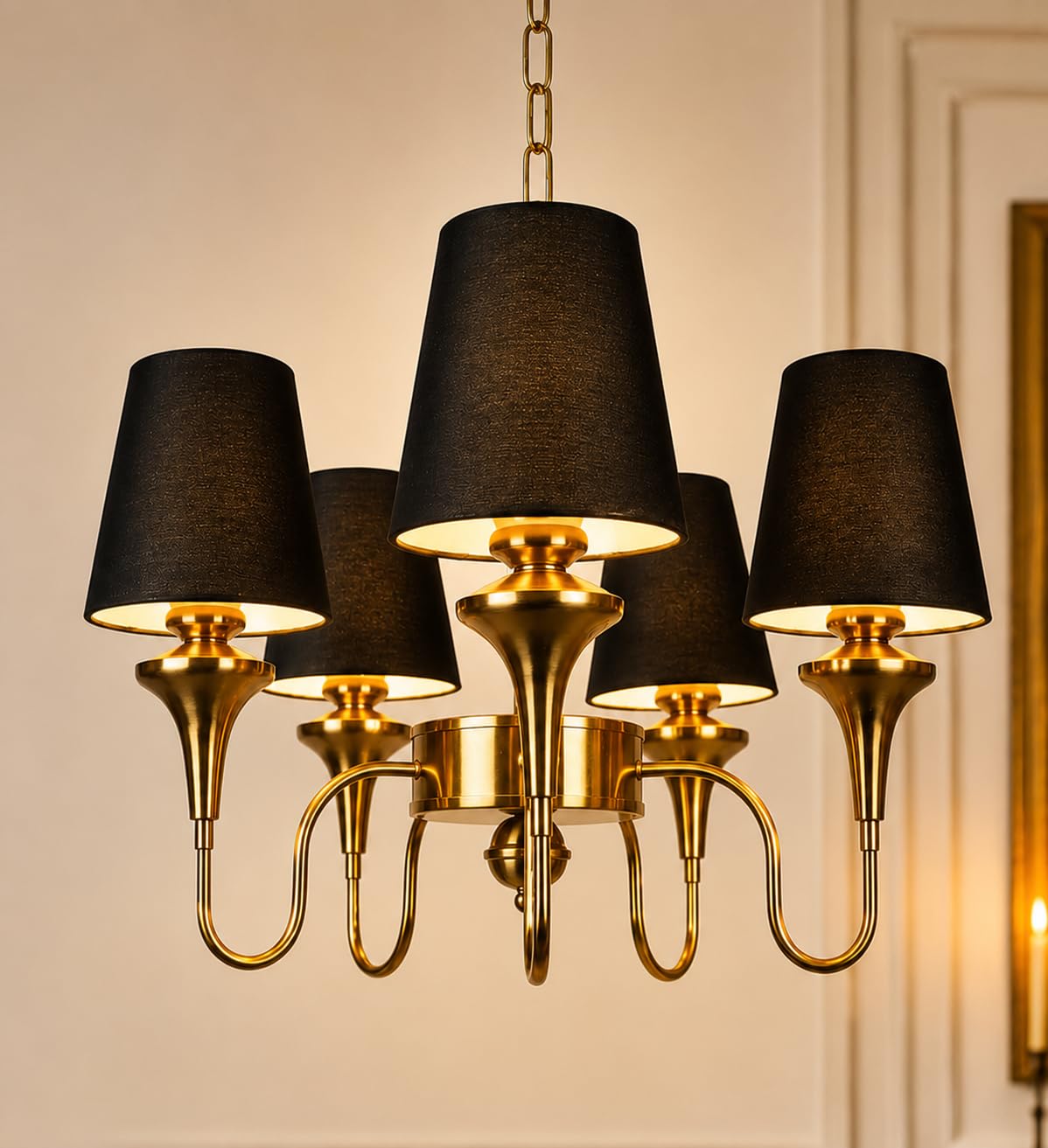 Eliante by Jainsons Lights | Gold Iron Chandelier | KUPPI-5LP-BK