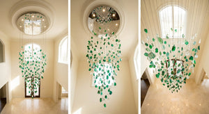 Emerald Crystal Cascade Chandelier – double-height foyer installation
