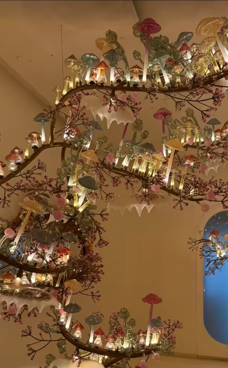Enchanted Mushroom Glass Branch Chandelier