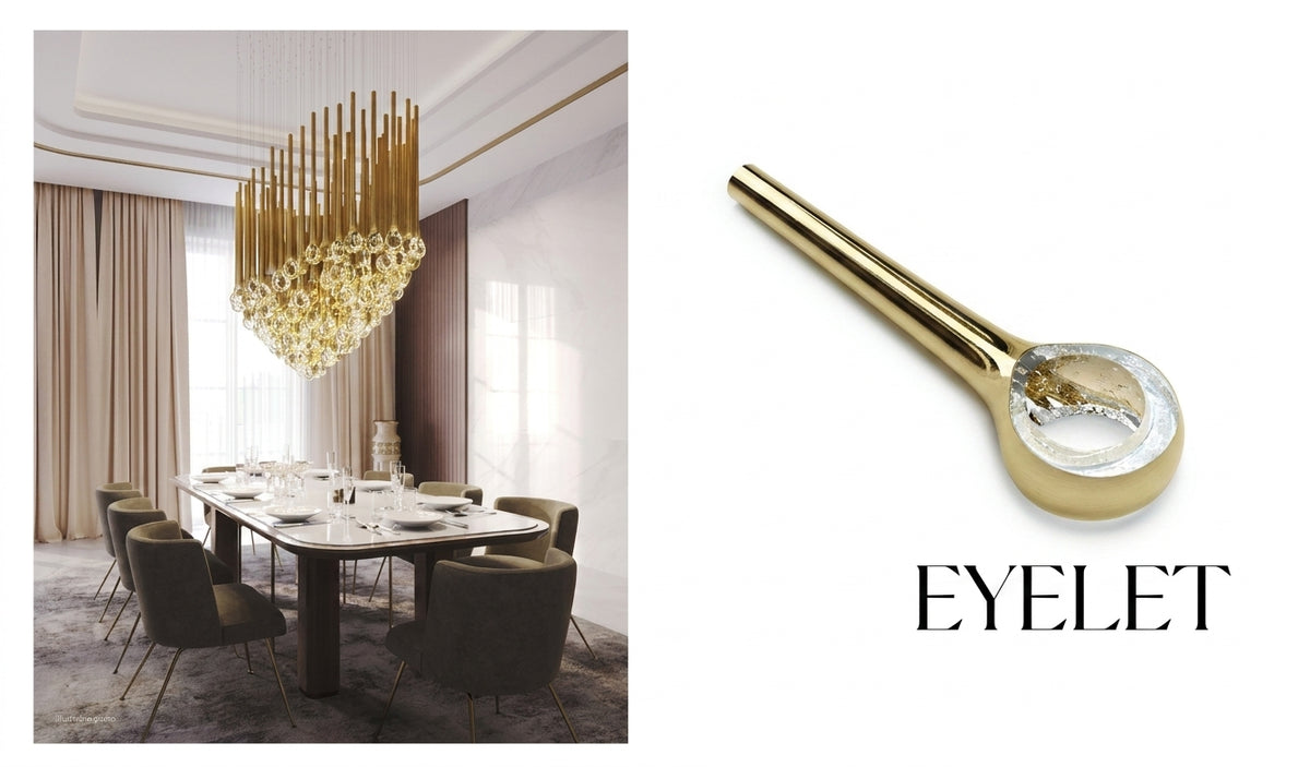 EYELET Needle-Glass Suspension Collection – A Statement Piece for Formal Dining & Grand Lobbies