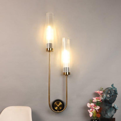 ELIANTE Gold Iron Base Transparent Glass Shade Wall Light - F-050-2W - Bulb Included