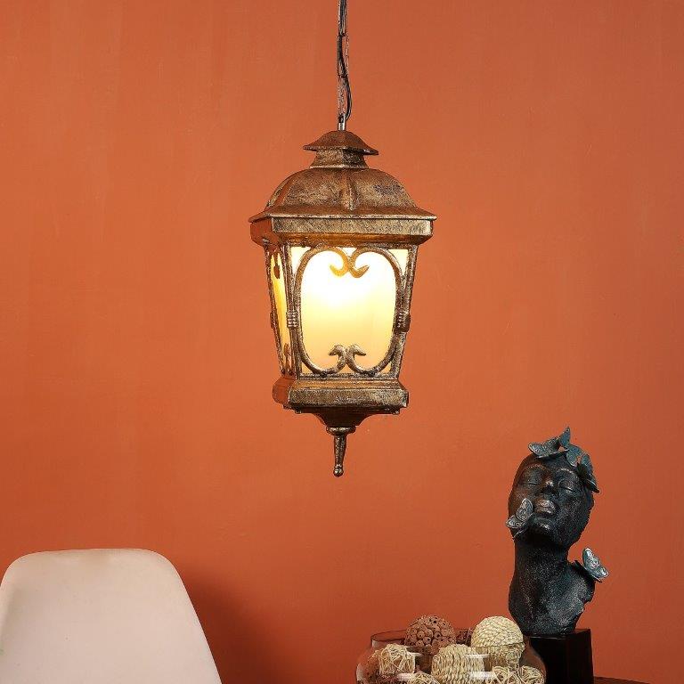 ELIANTE Gold Aluminium Base White Acrylic Shade Hanging Light - F-085-1Lp - Bulb Included