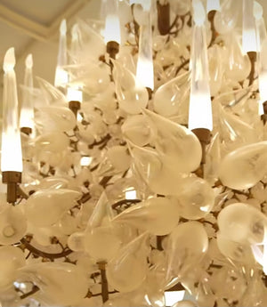 Frosted Alabaster Foliage Chandelier – A Statement Piece for Grand Foyers