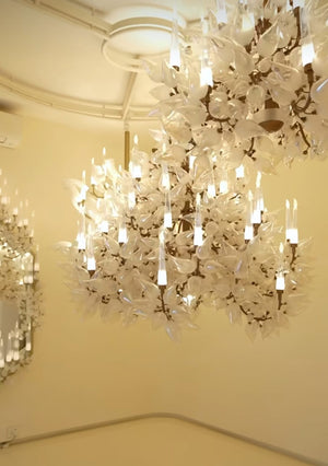 Frosted Alabaster Foliage Chandelier – A Statement Piece for Grand Foyers