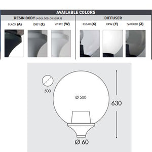 Fumangali GLOBE 500 Modern Pole Head Lights E27 Grey Made in Italy