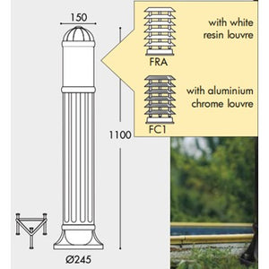Fumangali SAURO 1100 WITH LAMP Led Garden Bollard Lights 7w Black Made in Italy