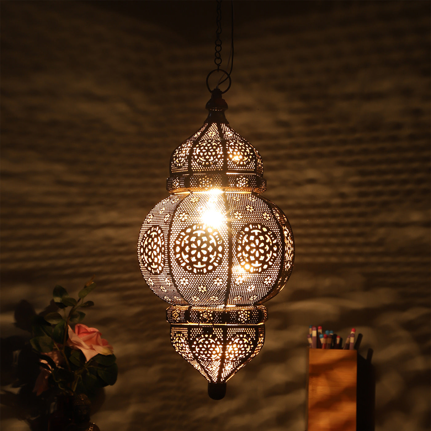 Black Metal Hanging Light - GADA-MED-HL-BK - Included Bulb