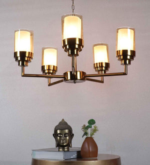 Glowra Gold Iron Chandelier  | E27 holder | Included Bulb | Eliante by Jainsons Lights