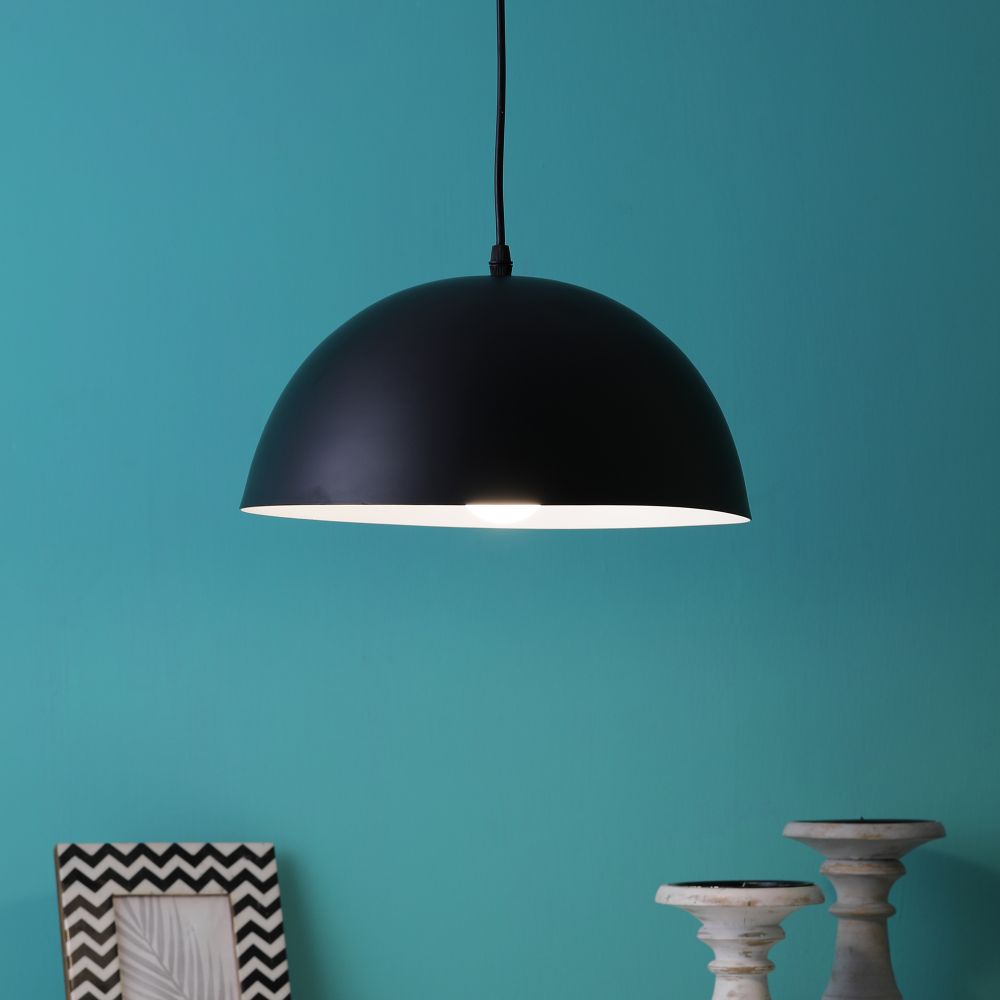 Black Metal Single Hanging Light - GOLA-12-P5-BK-WH