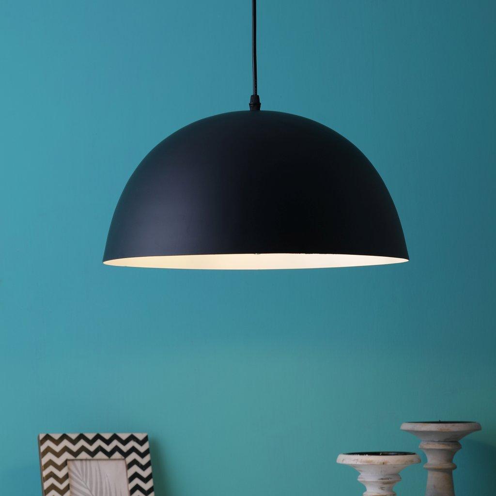 Black & White Metal Hanging Light GOLA-15-INCH-P5-BK-WH
