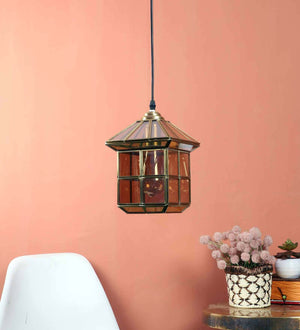 Mabel Gold Brass Hanging Light | JS-2424-1LP-SQ-Brass | Included Bulb | Eliante by Jainsons Lights