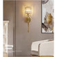 GOLD CRYSTAL GLASS SHADE WALL LIGHT METAL - GOLD