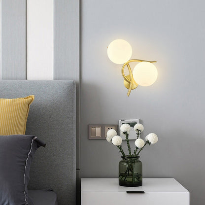 GOLD FROSTED GLASS DUAL GLASS BALL WALL LIGHT METAL