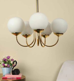 Gabrielle Gold Iron Globe Chandelier | JS-27001-5LP | Included Bulb | Eliante by Jainsons Lights