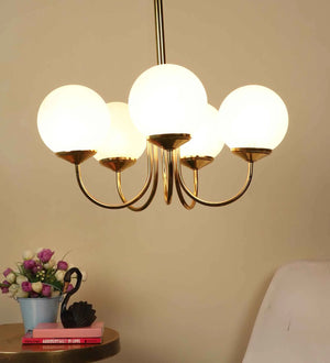 Gabrielle Gold Iron Globe Chandelier | JS-27001-5LP | Included Bulb | Eliante by Jainsons Lights