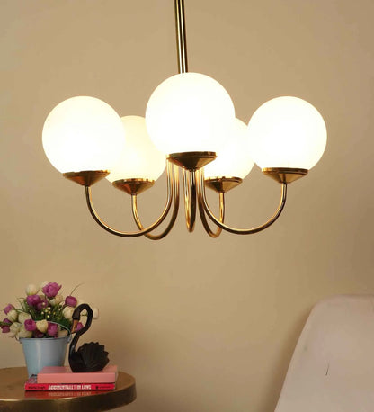 Gabrielle Gold Iron Globe Chandelier | JS-27001-5LP | Included Bulb | Eliante by Jainsons Lights
