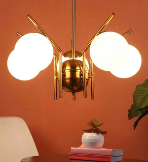 Dark Gold Glass Globe Chandelier | S-12901-5LP | Included Bulb | Eliante by Jainsons Lights