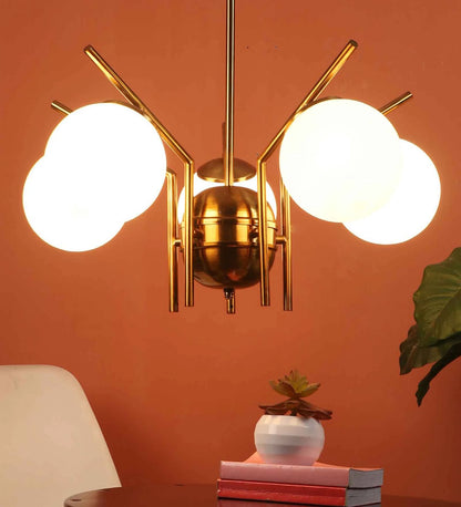 Dark Gold Glass Globe Chandelier | S-12901-5LP | Included Bulb | Eliante by Jainsons Lights